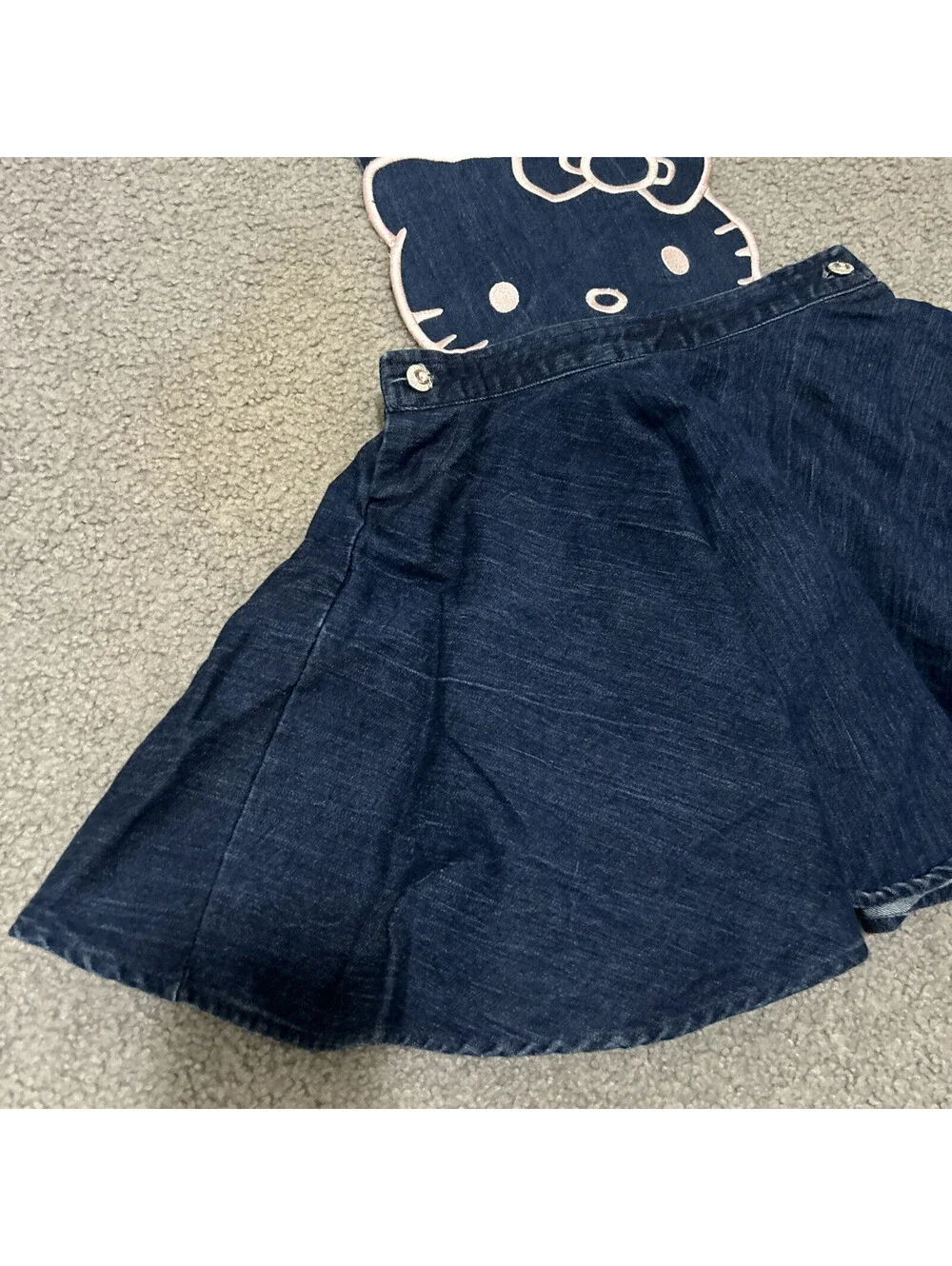 Hello Kitty Girl’s Sanrio Blue Denim Jean Jumper Dress Size 2T Adorable EUC